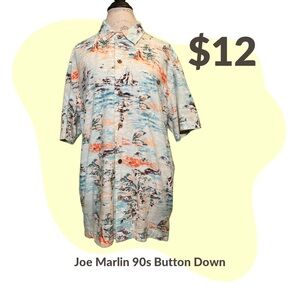 Vintage 90s Joe Marlin Short Sleeve Button Up Hawaiin Tee